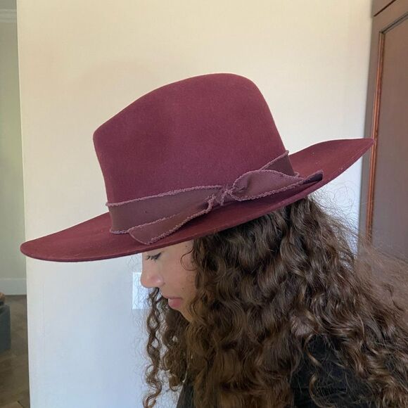 Free People Olive & Pique Kanan Felt Hat Burgundy One Size - Picture 10 of 11